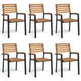 Stackable Garden Chairs 6 pcs Solid Wood Acacia and Metal