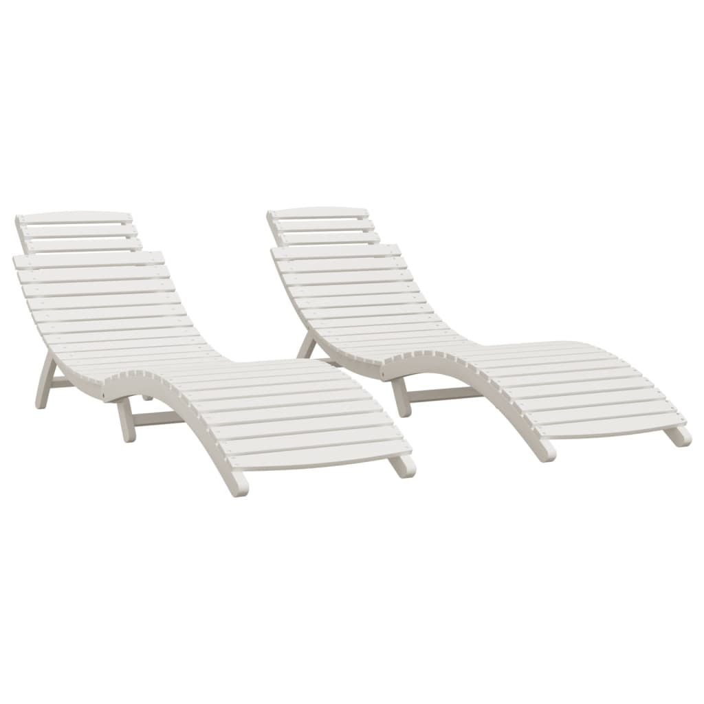 Sun Loungers 2 pcs White 184x55x64 cm Solid Wood Acacia