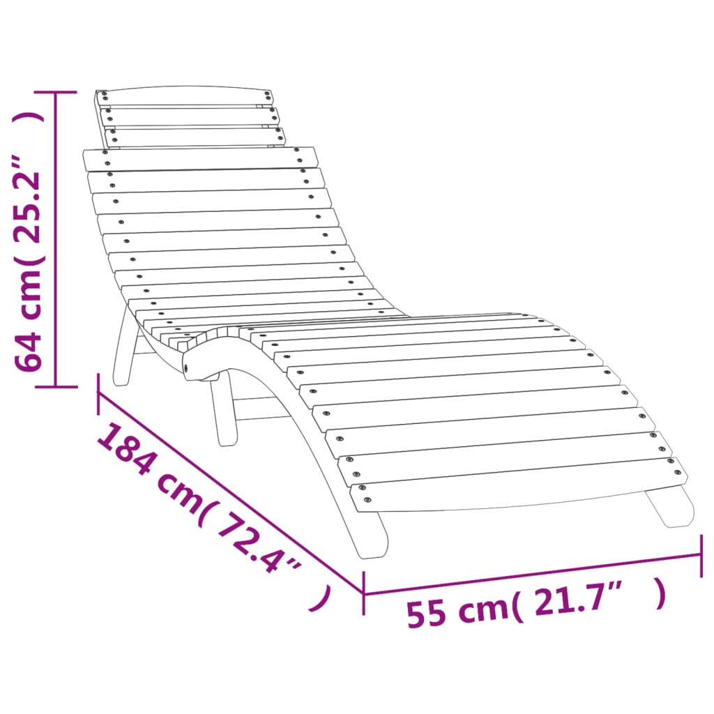 Sun Loungers 2 pcs White 184x55x64 cm Solid Wood Acacia