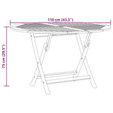 Folding Garden Table Ø 110x75 cm Solid Wood Teak