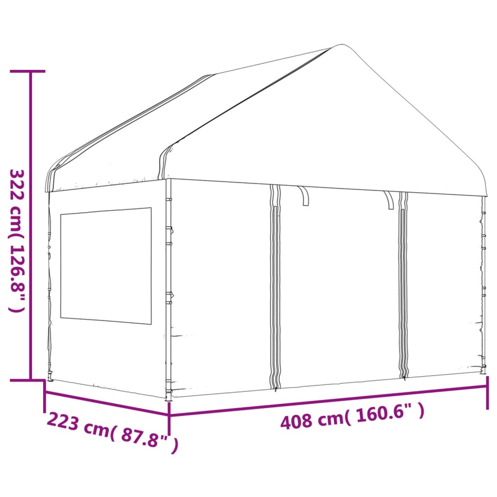 Gazebo with Roof White 13.38x4.08x3.22 m Polyethylene