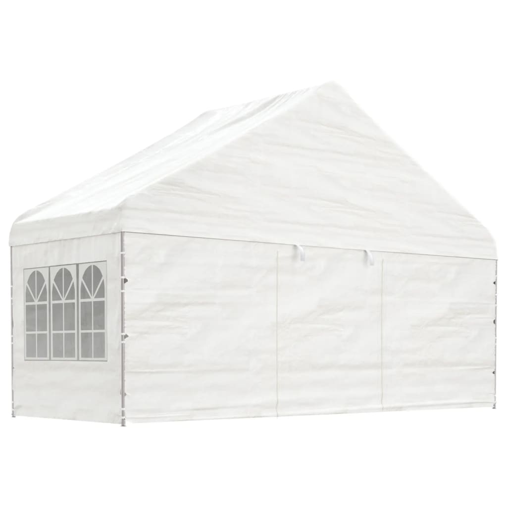 Gazebo with Roof White 4.46x5.88x3.75 m Polyethylene