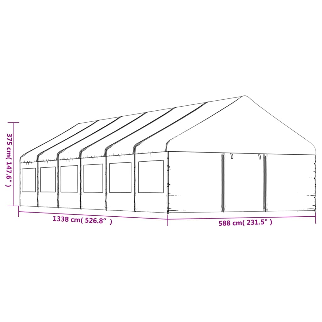 Gazebo with Roof White 13.38x5.88x3.75 m Polyethylene