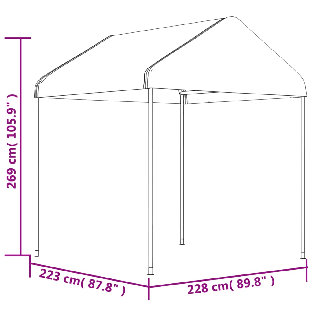 Gazebo with Roof White 8.92x2.28x2.69 m Polyethylene