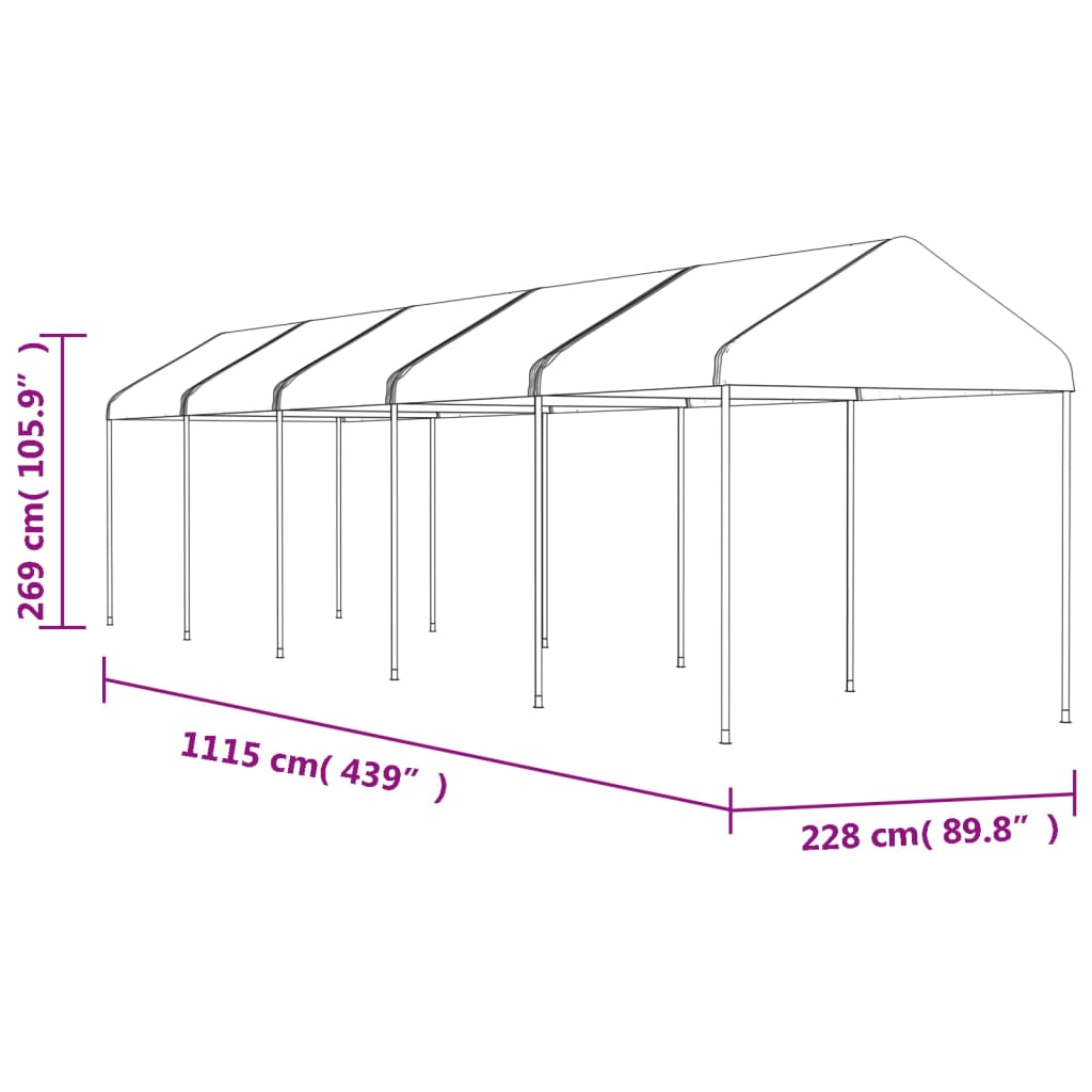 Gazebo with Roof White 11.15x2.28x2.69 m Polyethylene