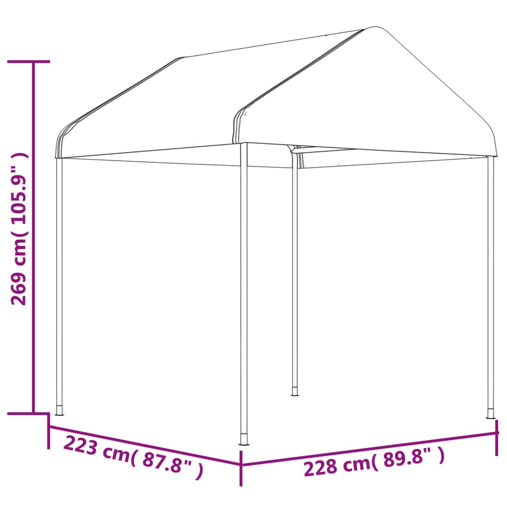 Gazebo with Roof White 15.61x2.28x2.69 m Polyethylene