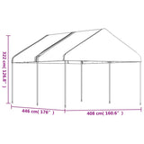 Gazebo with Roof White 4.46x4.08x3.22 m Polyethylene