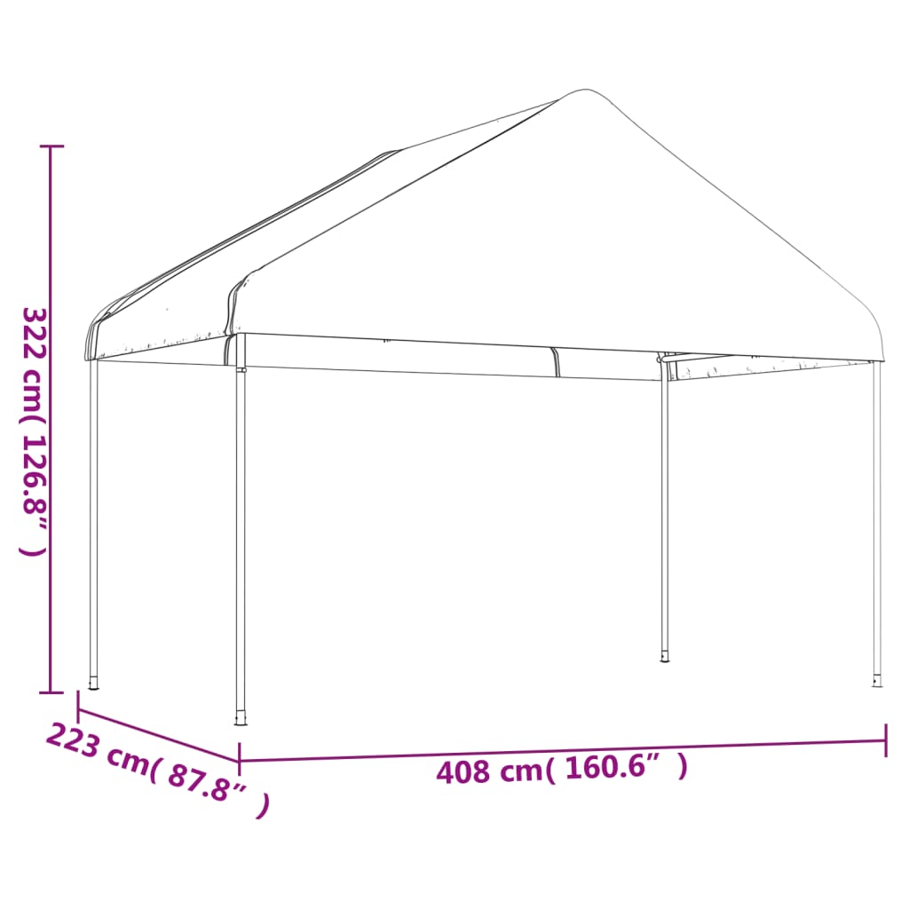 Gazebo with Roof White 11.15x4.08x3.22 m Polyethylene