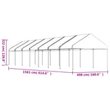 Gazebo with Roof White 15.61x4.08x3.22 m Polyethylene