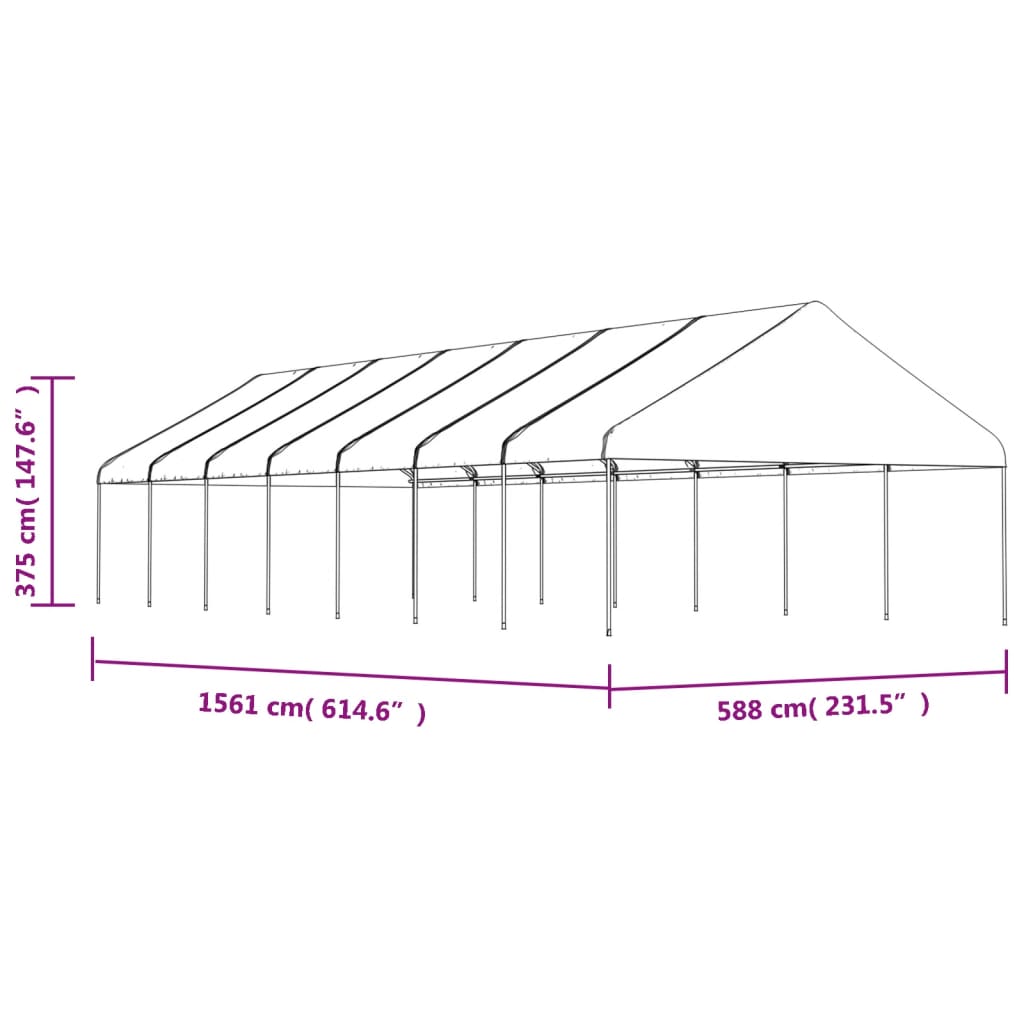 Gazebo with Roof White 15.61x5.88x3.75 m Polyethylene