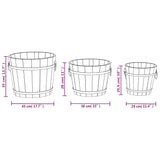 3 Piece Wooden Bucket Planter Set Solid Wood Fir
