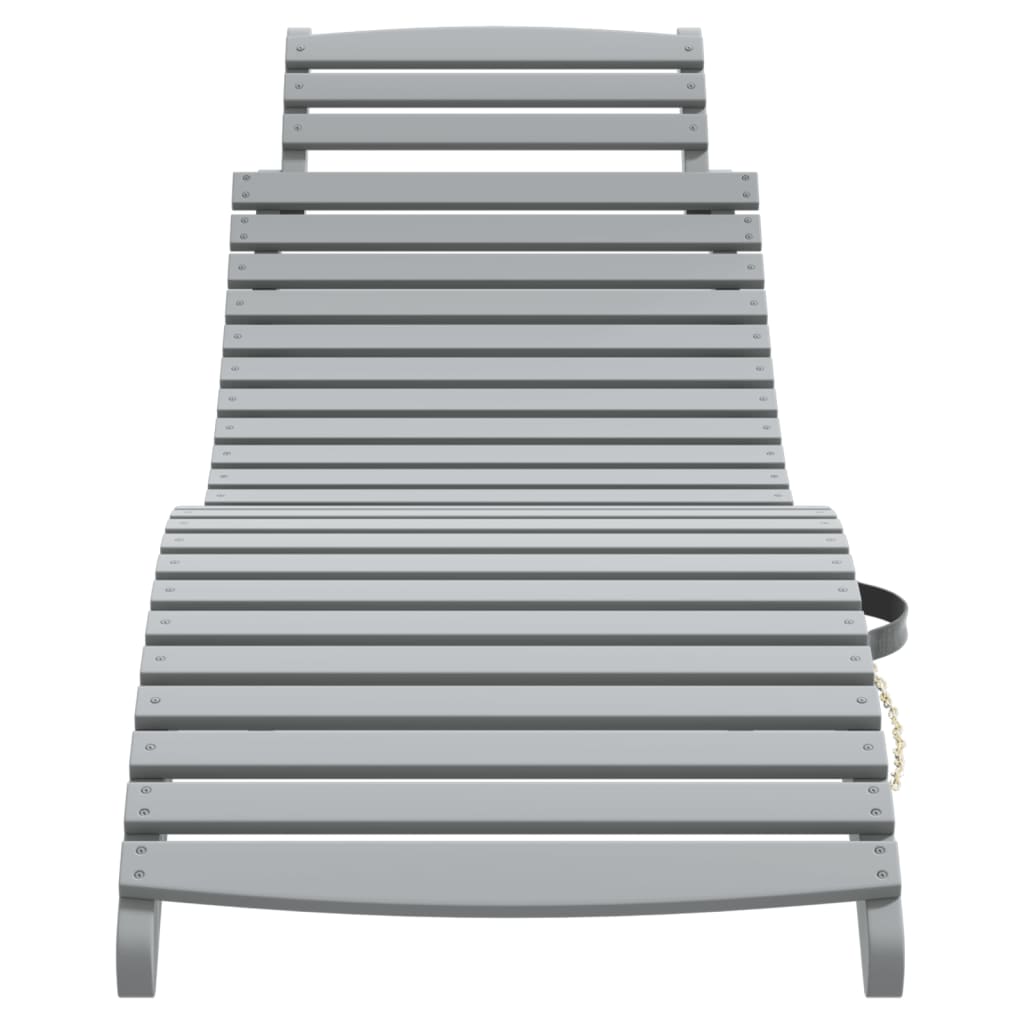 Sun Lounger Grey 184x55x64 cm Solid Wood Acacia