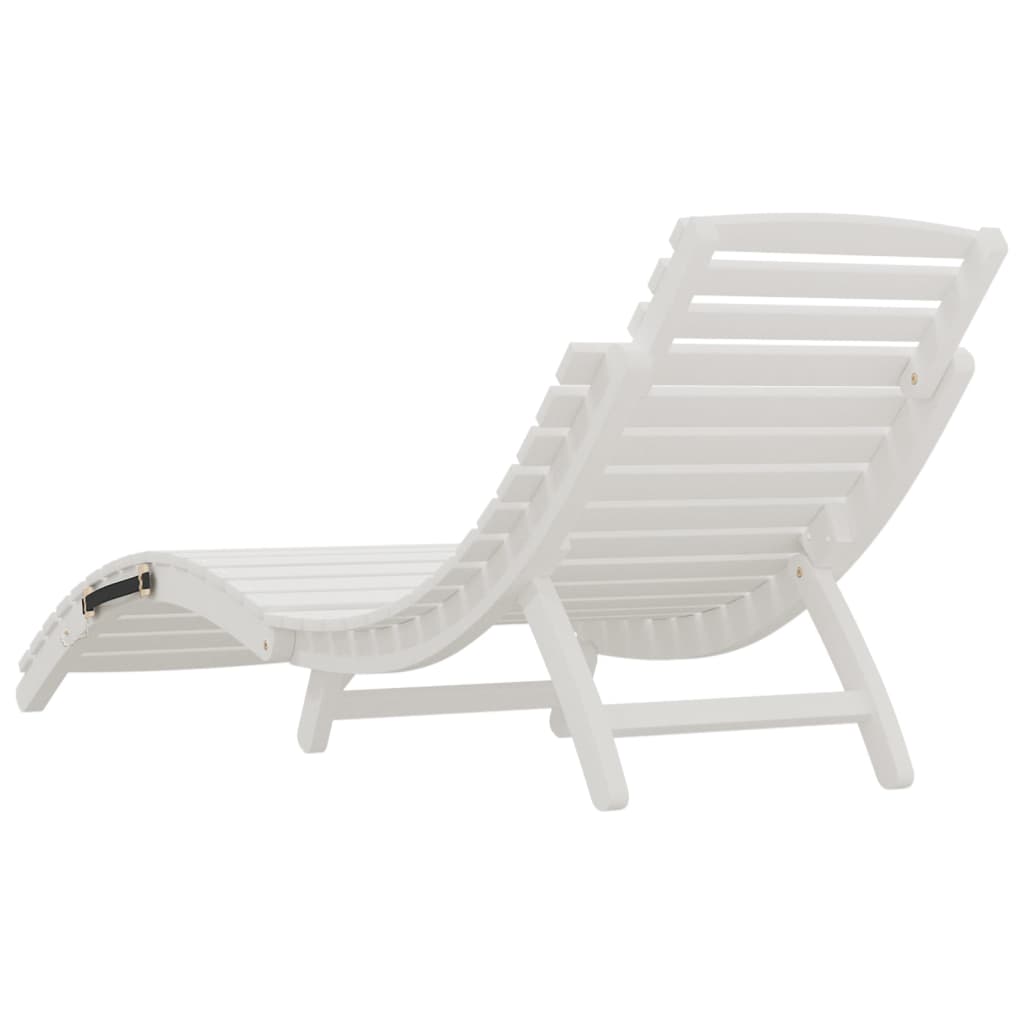 Sun Lounger White 184x55x64 cm Solid Wood Acacia