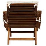 Sun Lounger with Cream Cushions Solid Wood Acacia