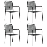 5 Piece Garden Dining Set Black Cotton Rope and Steel