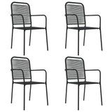 5 Piece Garden Dining Set Black Cotton Rope and Steel