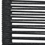 7 Piece Garden Dining Set Black Cotton Rope and Steel