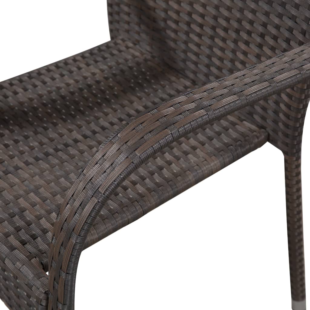 7 Piece Garden Dining Set Brown Poly Rattan