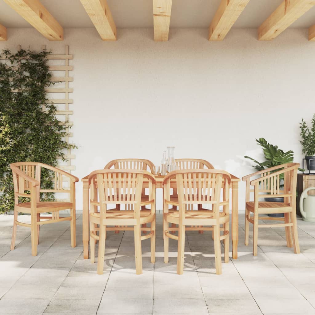 7 Piece Garden Dining Set Solid Wood Teak