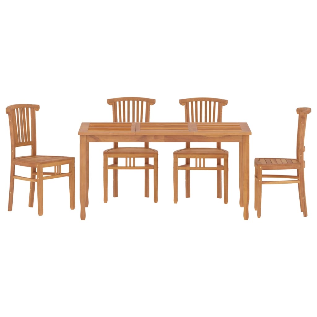 5 Piece Garden Dining Set Solid Wood Teak