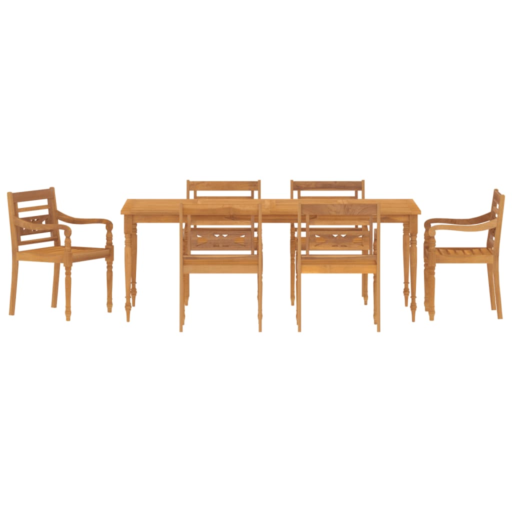 7 Piece Garden Dining Set Solid Wood Teak