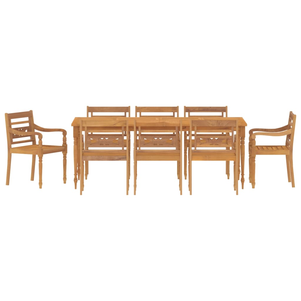 9 Piece Garden Dining Set Solid Wood Teak