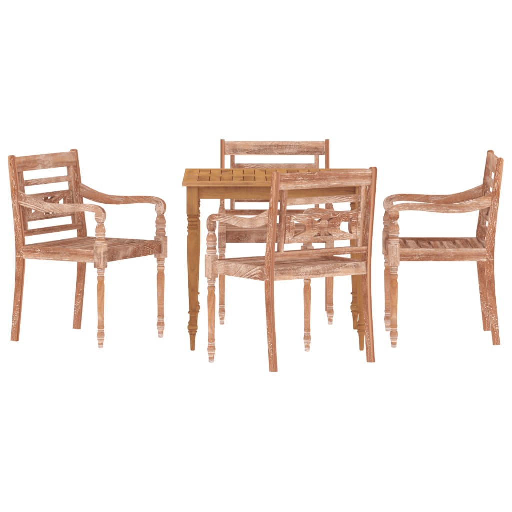 vidaXL Batavia Chairs 4 pcs White Wash Solid Wood Teak