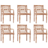 vidaXL Batavia Chairs 6 pcs White Wash Solid Wood Teak