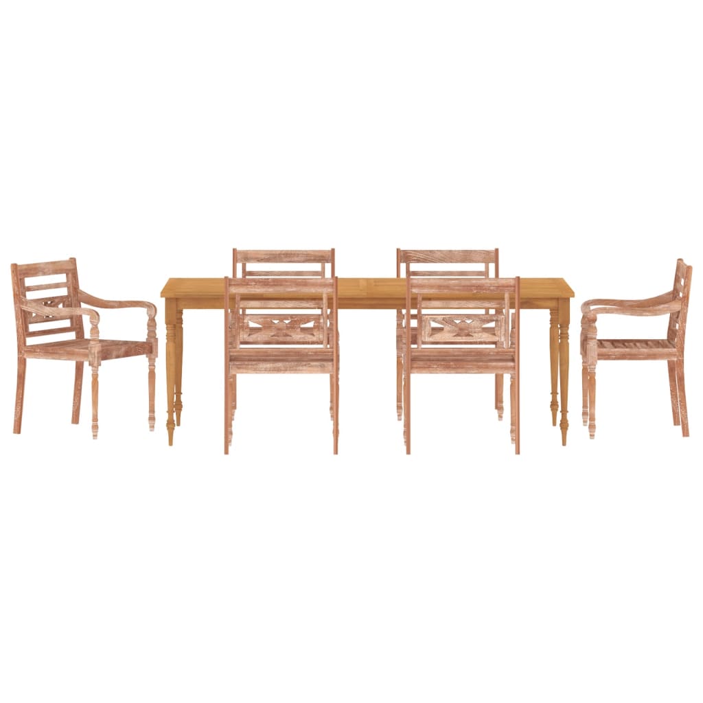 vidaXL Batavia Chairs 6 pcs White Wash Solid Wood Teak