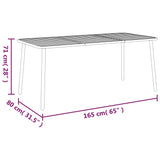 Garden Table Anthracite 165x80x71 cm Steel