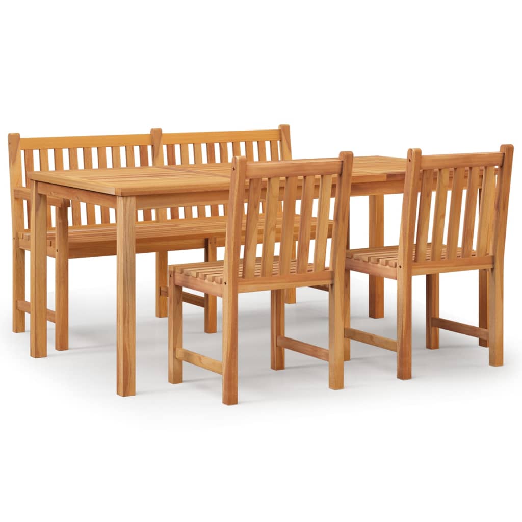 4 Piece Garden Dining Set Solid Wood Teak