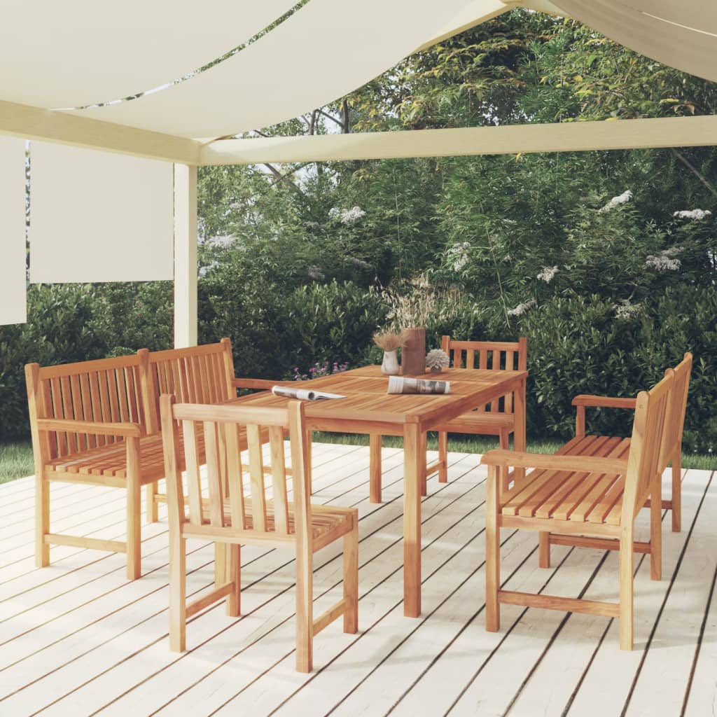 5 Piece Garden Dining Set Solid Wood Teak