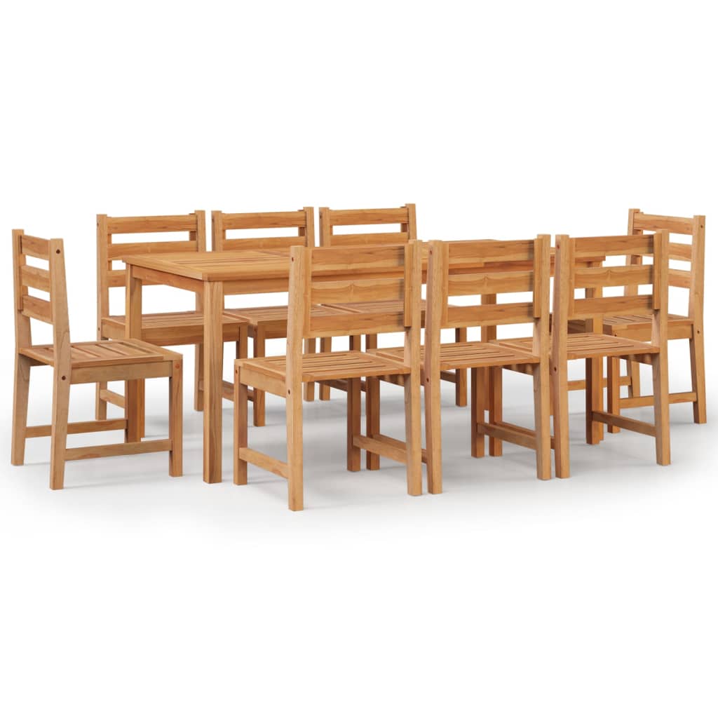 9 Piece Garden Dining Set Solid Wood Teak