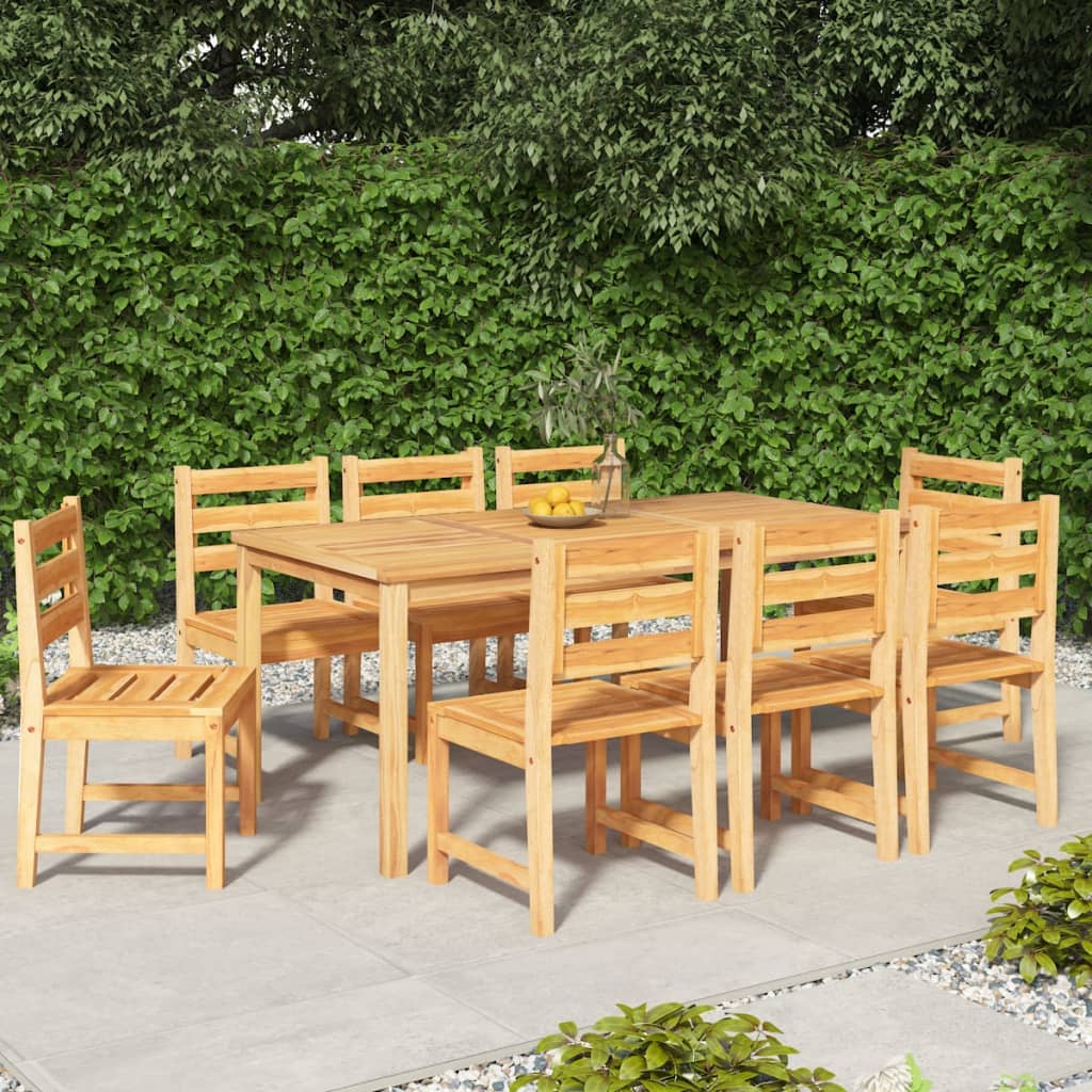 9 Piece Garden Dining Set Solid Wood Teak