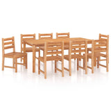 9 Piece Garden Dining Set Solid Wood Teak