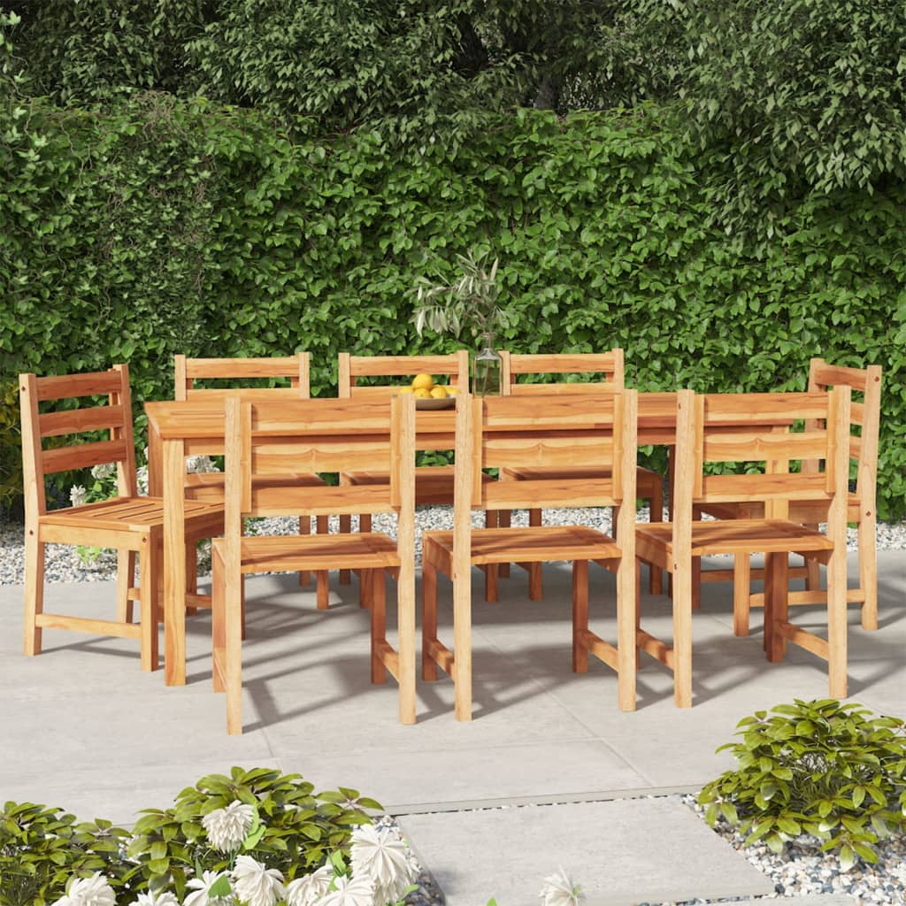 9 Piece Garden Dining Set Solid Wood Teak