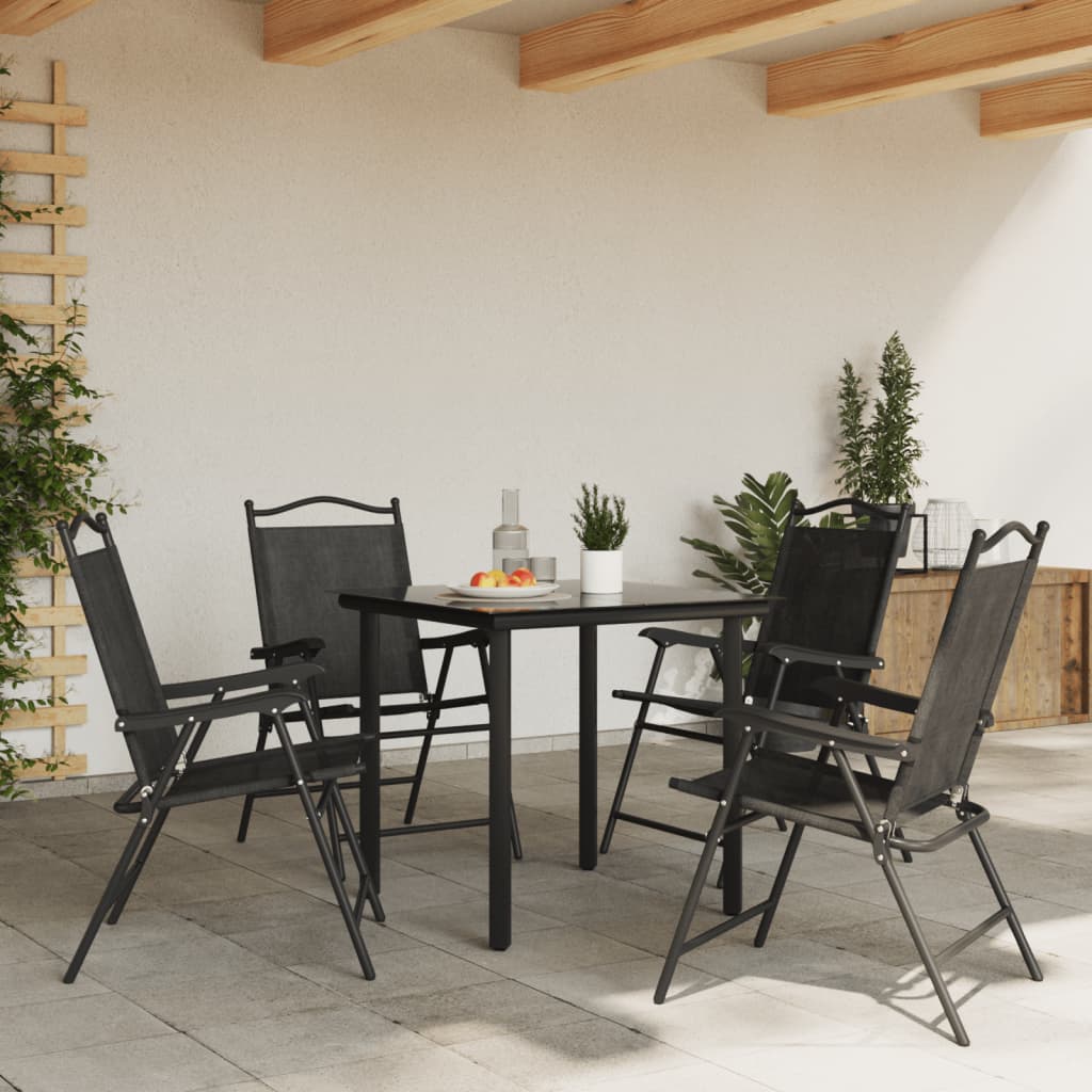 vidaXL Folding Garden Chairs 4 pcs Melange Grey Steel and Textilene