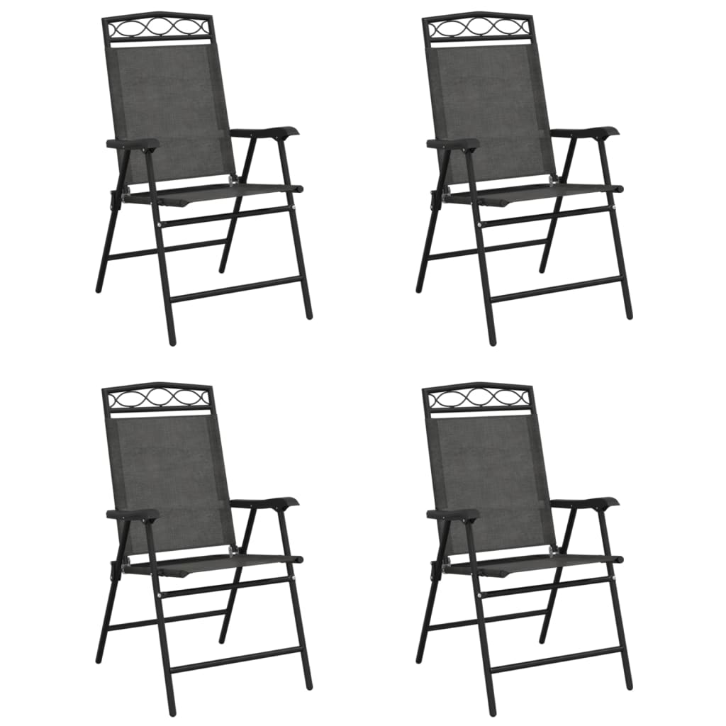 vidaXL Folding Garden Chairs 4 pcs Melange Grey Steel and Textilene