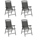 Folding Garden Chairs 4 pcs Melange Grey Steel and Textilene