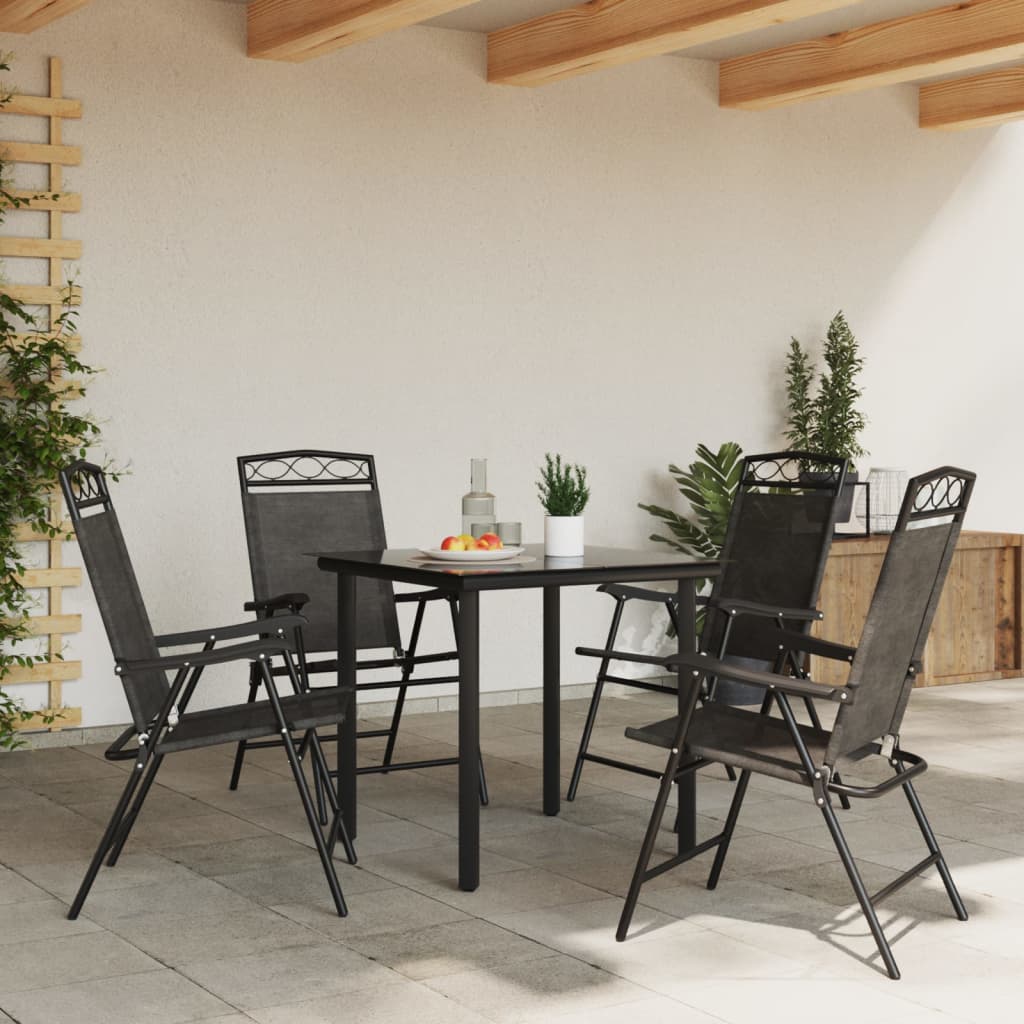 Folding Garden Chairs 4 pcs Melange Grey Steel and Textilene