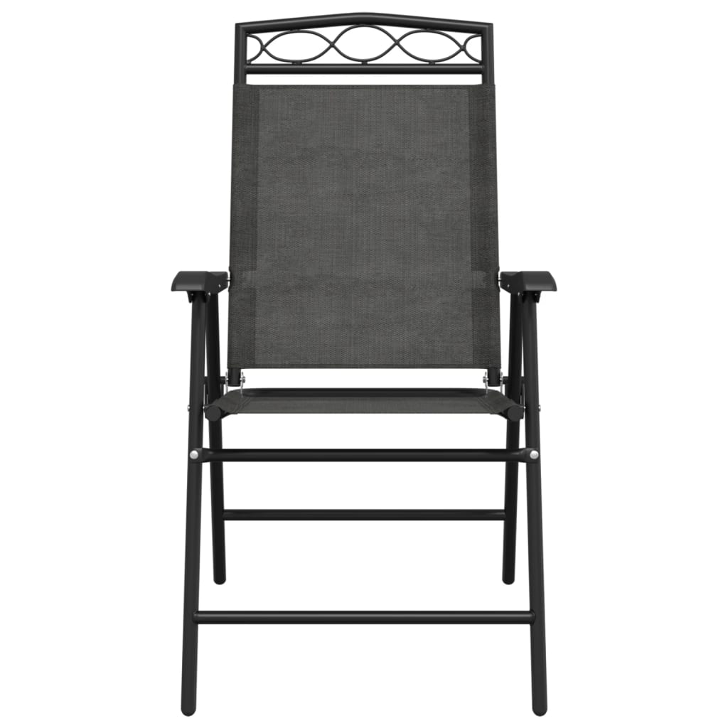 Folding Garden Chairs 4 pcs Melange Grey Steel and Textilene