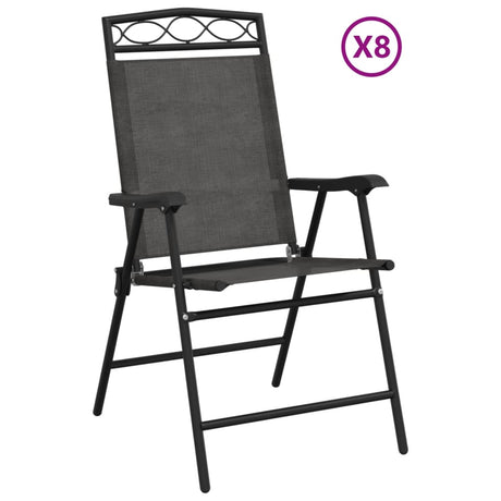 Folding Garden Chairs 8 pcs Melange Grey Steel and Textilene