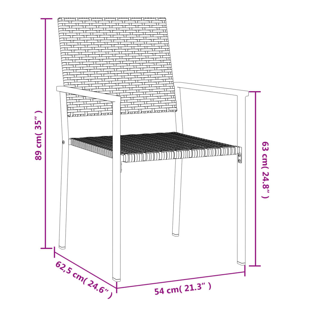 Garden Chairs 2 pcs Black 54x62.5x89 cm Poly Rattan