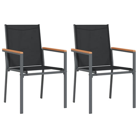 Garden Chairs 2 pcs Black 55x61.5x90 cm Textilene and Steel