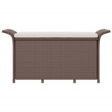 Garden Bench with Cushion Brown 116x46x57 cm Poly Rattan