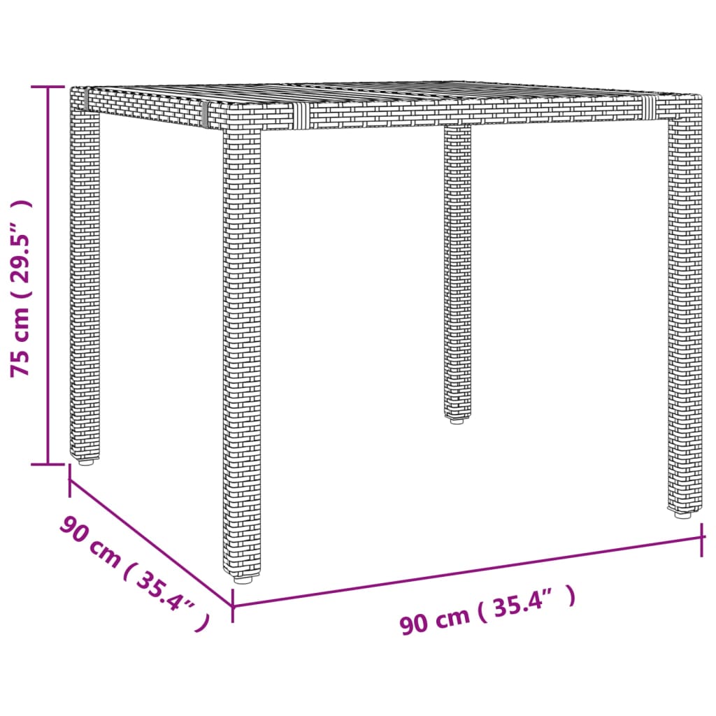 3 Piece Garden Dining Set Grey Poly Rattan&Solid Wood Acacia