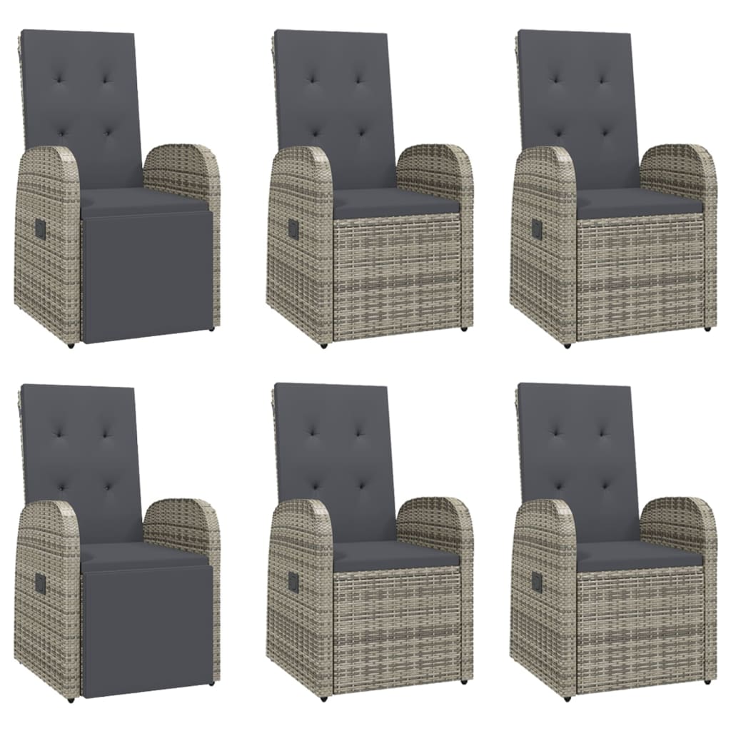 7 Piece Garden Dining Set Grey Poly Rattan&Solid Wood Acacia