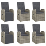 7 Piece Garden Dining Set Grey Poly Rattan&Solid Wood Acacia