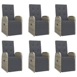 7 Piece Garden Dining Set Grey Poly Rattan&Solid Wood Acacia