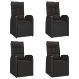 5 Piece Garden Dining Set Black Poly Rattan&Solid Wood Acacia